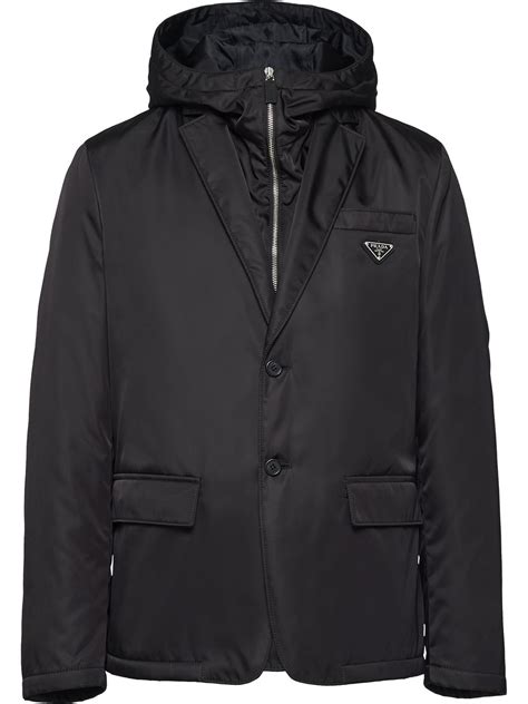 prada logo plaque hooded jacket|Prada logo.